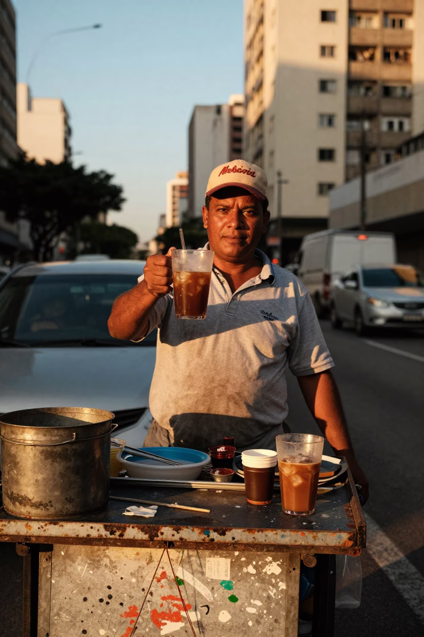 Vendor Scene in São Paulo at Golden Hour in in São Paulo, Brazil