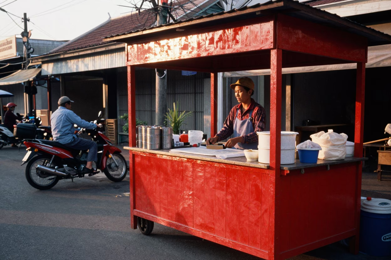 Vendor Scene just after sunrise in Bangkok in in Bangkok, Thailand