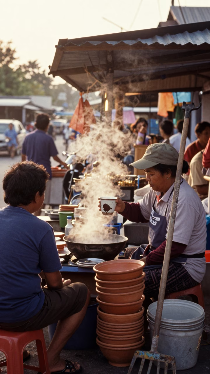 Vendor Scene just after sunrise in Phuket in in Phuket, Thailand