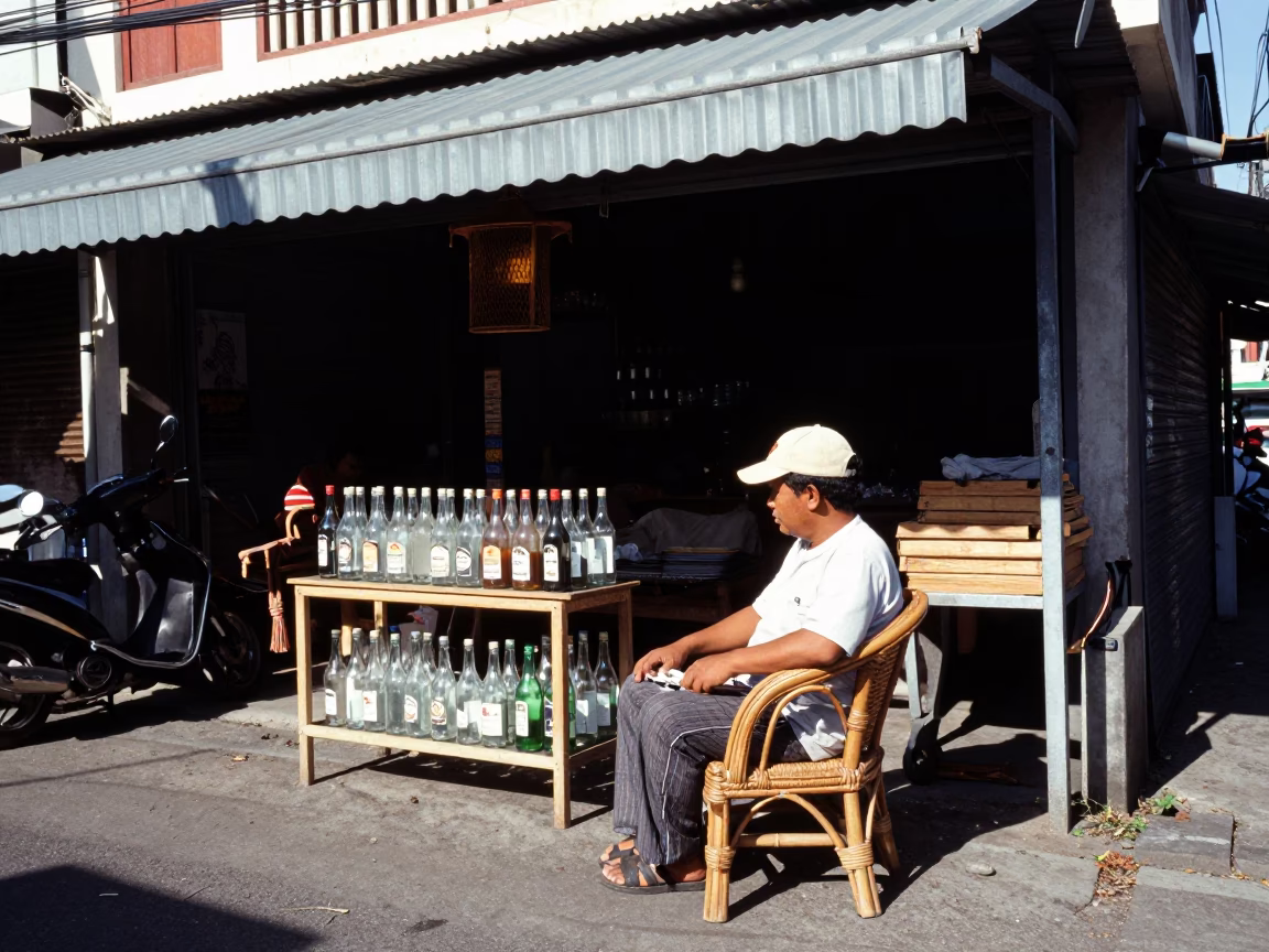 Vendor Seated in Denpasar in in Denpasar, Indonesia