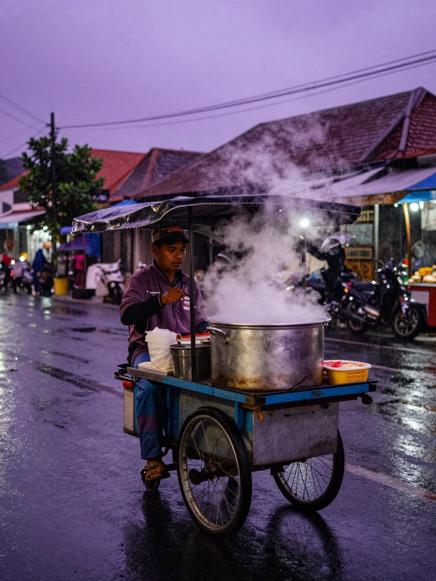 Vendor Serving in Denpasar in in Denpasar, Indonesia