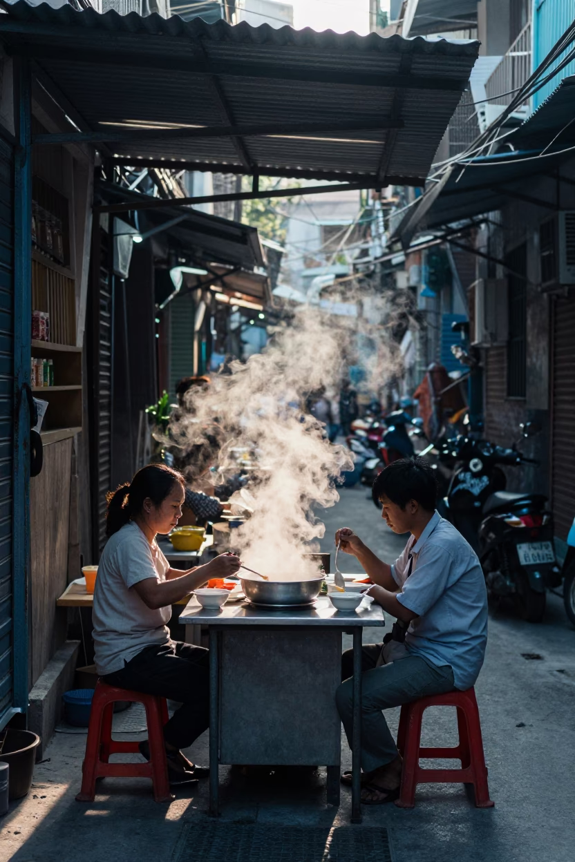 Vendor Serving in Hanoi in in Hanoi, Vietnam