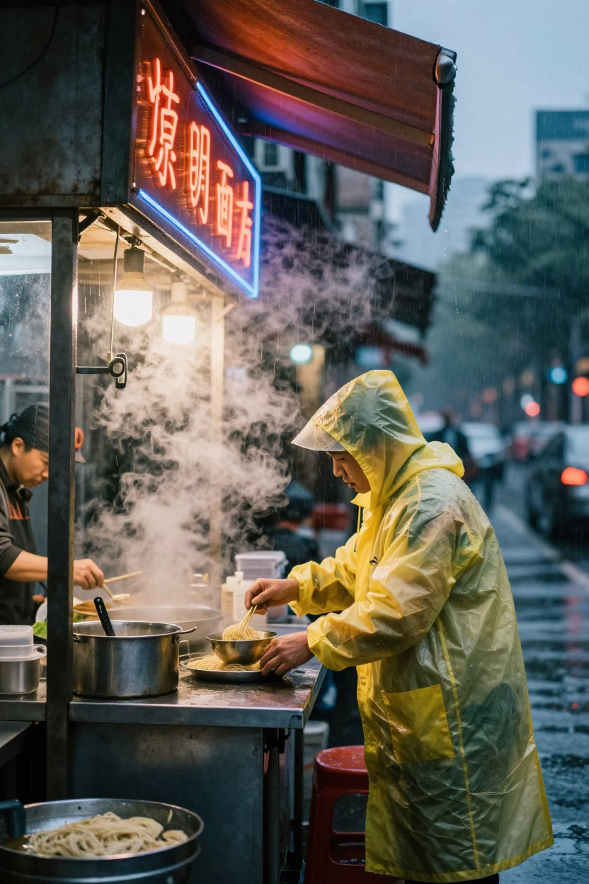 Vendor Serving in Shanghai in in Shanghai, China