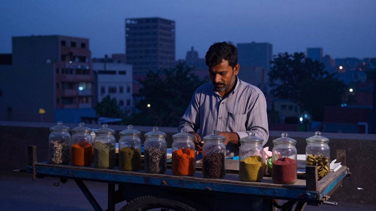 Vendor Setup in Delhi at Sunrise Light in in Delhi, India