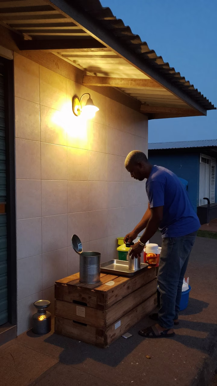 Vendor Setup in Durban at The Predawn Darkness Light in in Durban, South Africa