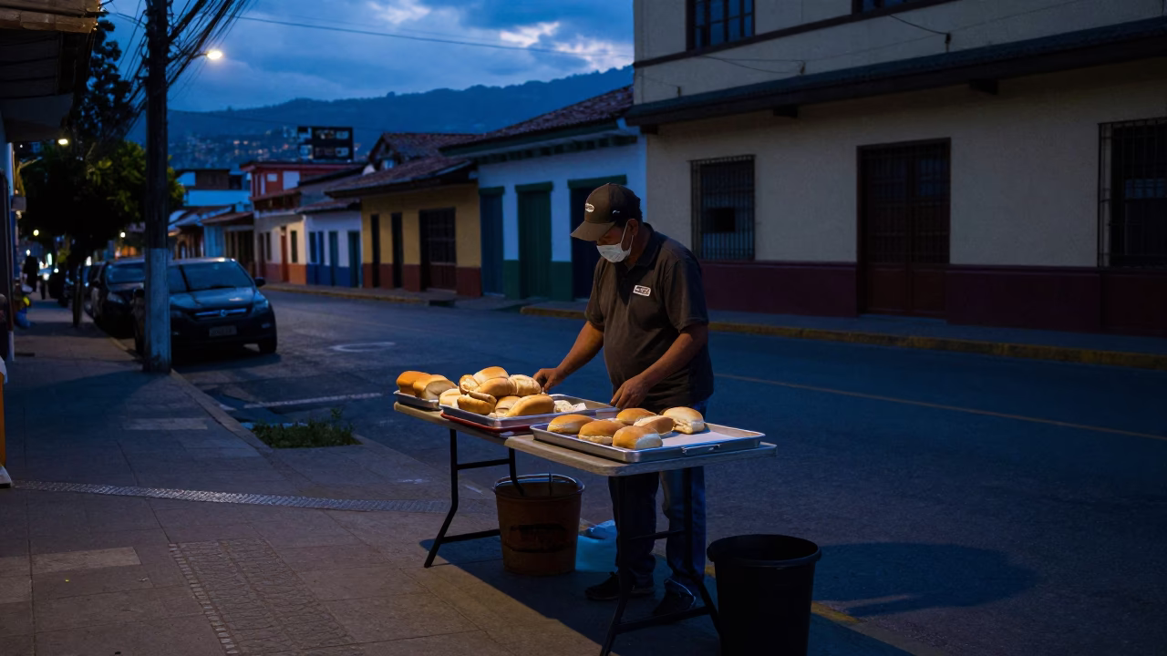 Vendor Setup in Medellin at The Still Hours Before Dawn Light in in Medellin, Colombia