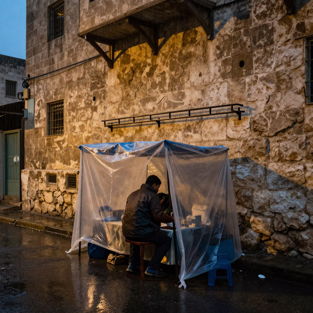 Vendor Shelter in Amman at Dusk Light in in Amman, Jordan