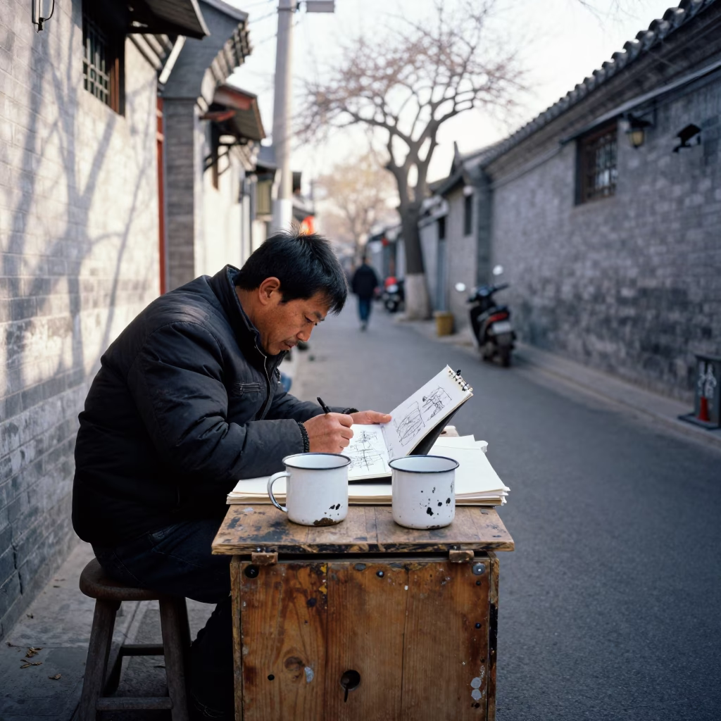 Vendor Sketching in Beijing in in Beijing, China