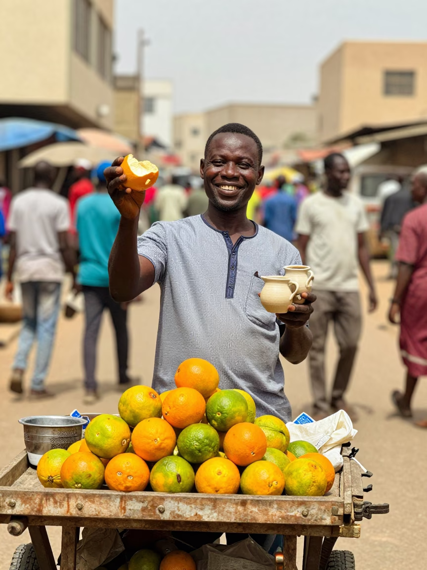 Vendor Smiling in Dakar at Afternoon Light in in Dakar, Senegal