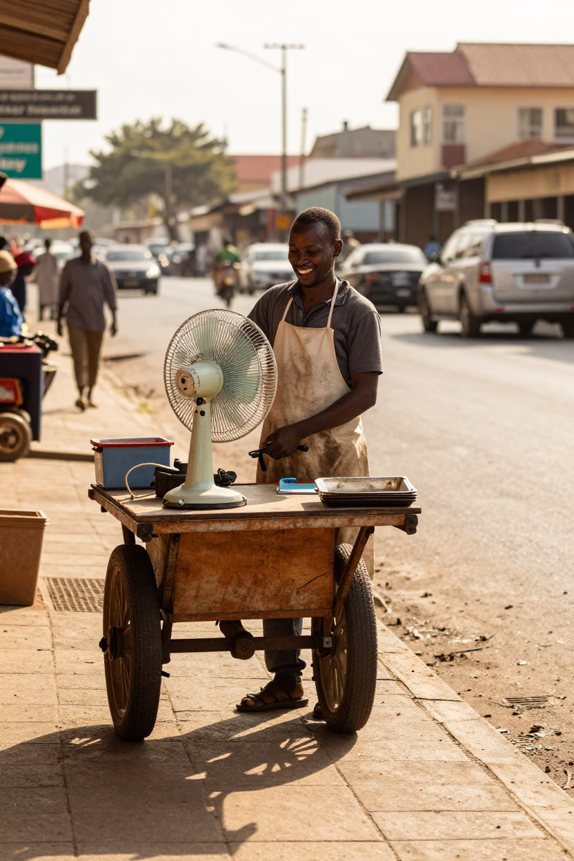 Vendor Smiling in Durban at Late Afternoon Light in in Durban, South Africa