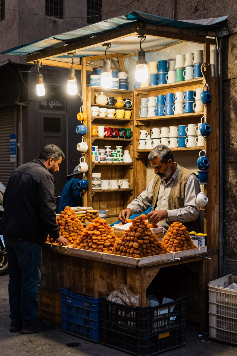 Vendor Stall after dark in Cairo in in Cairo, Egypt