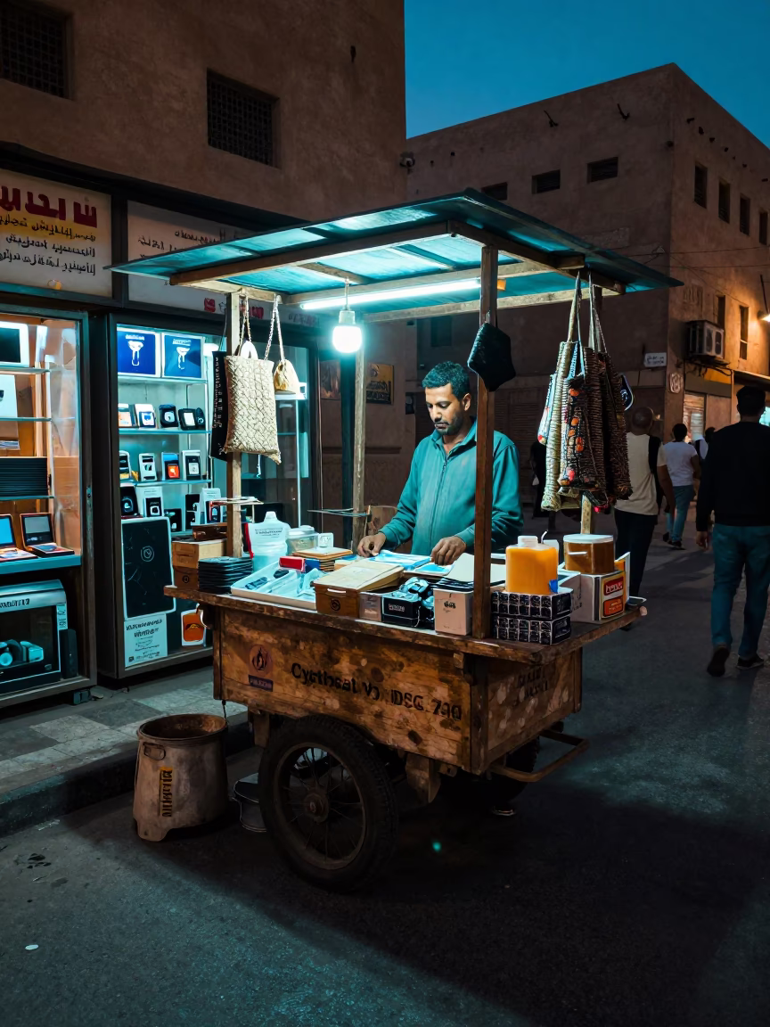 Vendor Stall after dark in Luxor in in Luxor, Egypt