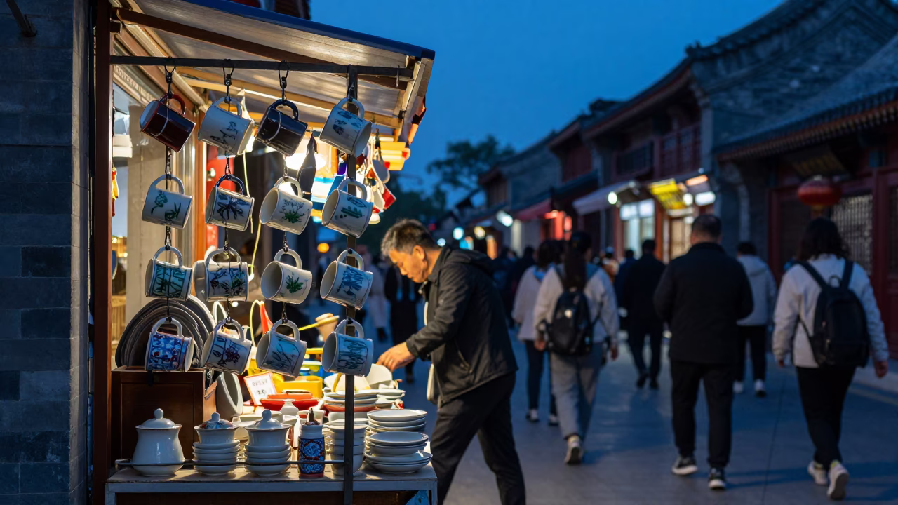 Vendor Stall at Blue Hour in Beijing in in Beijing, China