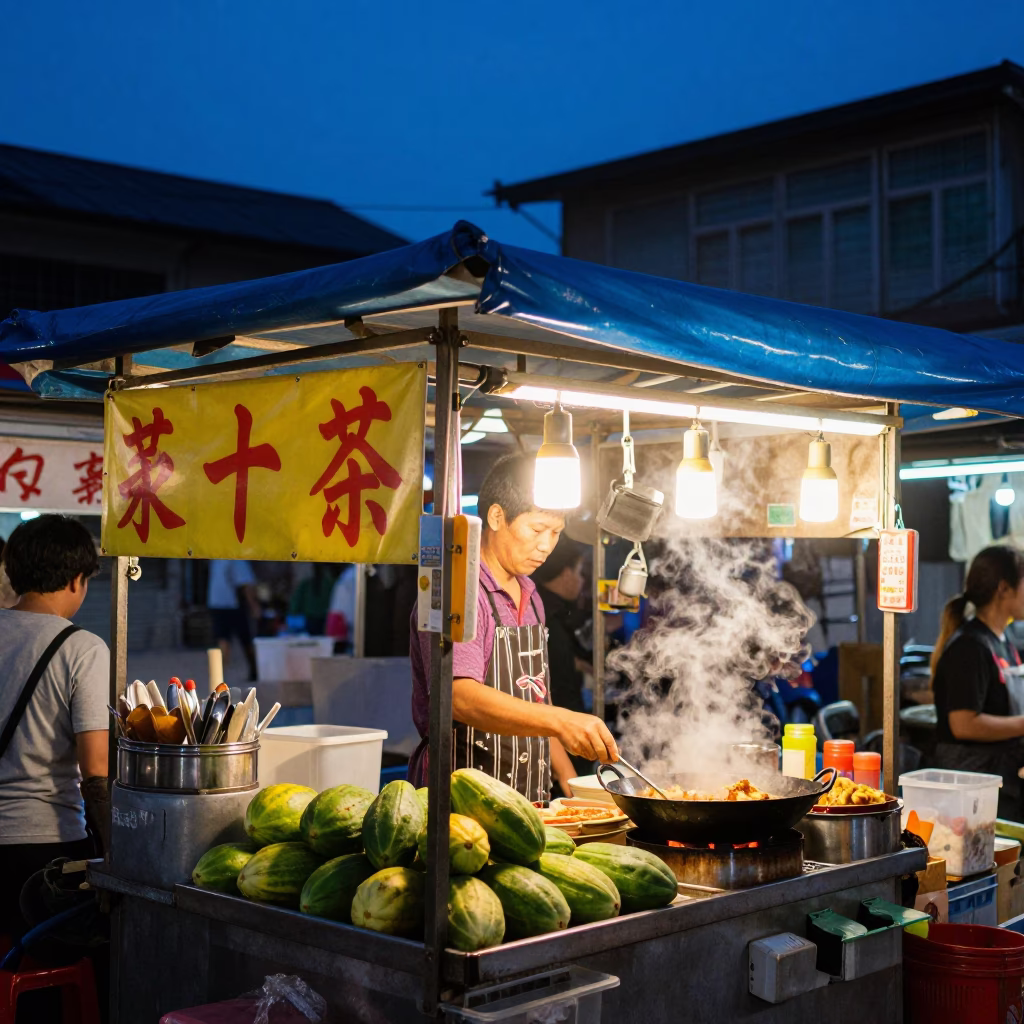 Vendor Stall at Blue Hour in Kaohsiung in in Kaohsiung, Taiwan