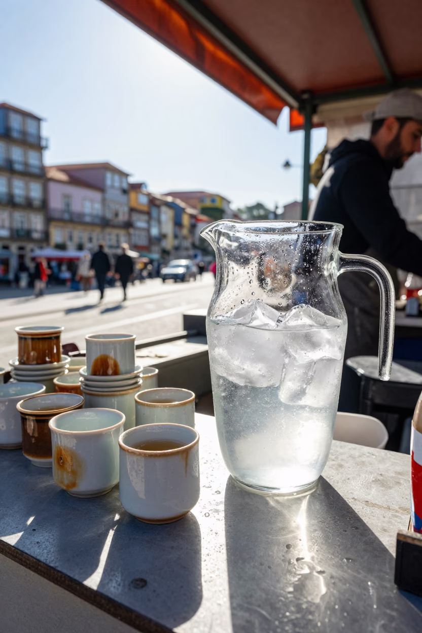 Vendor Stall at Bright Midmorning Light in Porto in in Porto, Portugal