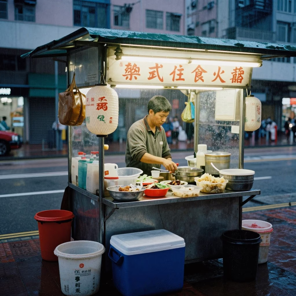 Vendor Stall at Dusk Light in Hong Kong in in Hong Kong, Hong Kong