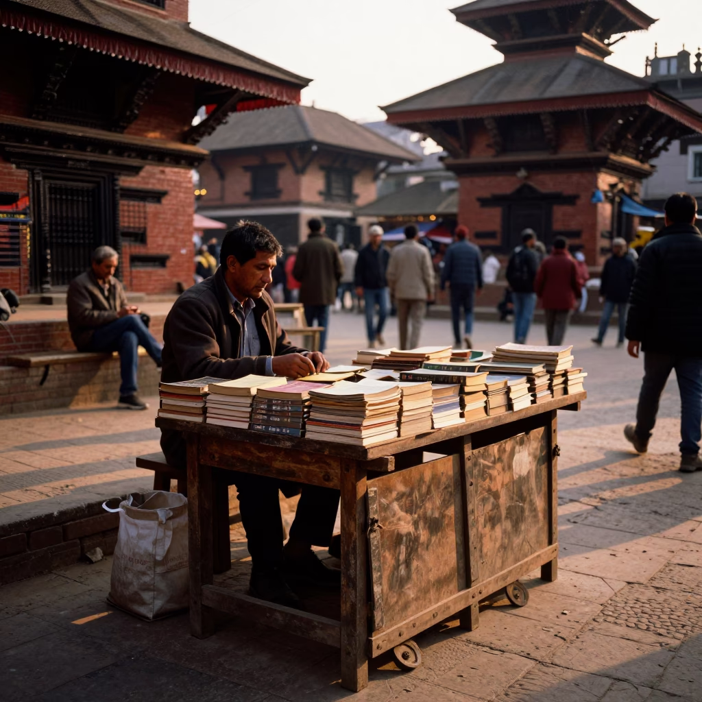 Vendor Stall at Golden Hour in Kathmandu in in Kathmandu, Nepal