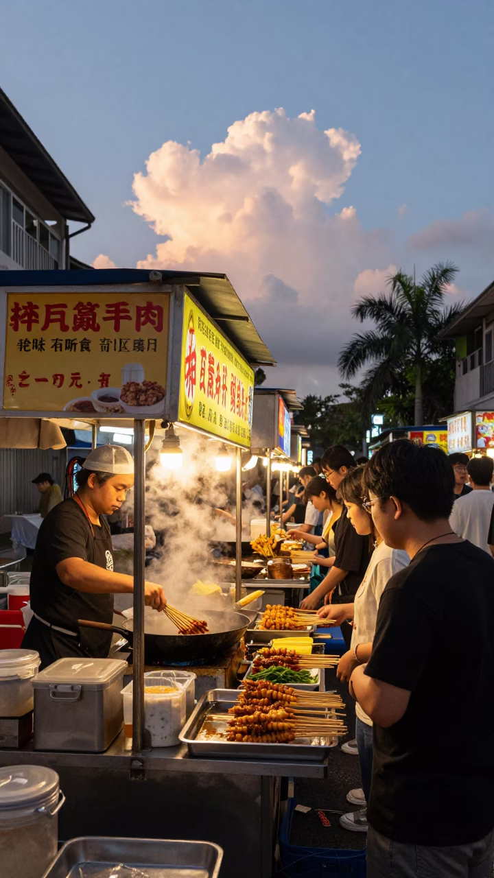 Vendor Stall at Honeyed Evening Light in Kaohsiung in in Kaohsiung, Taiwan