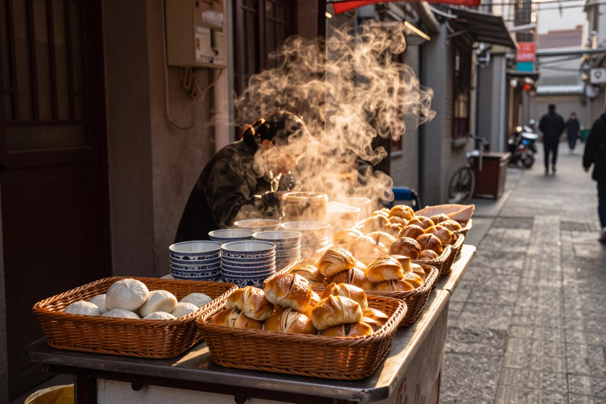 Vendor Stall at Late Afternoon Light in Shanghai in in Shanghai, China