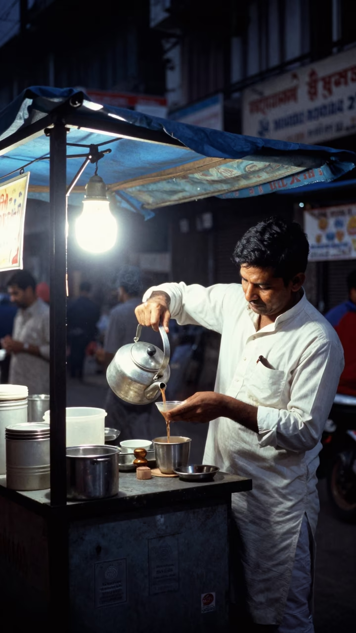 Vendor Stall at Late At Night Light in Kolkata in in Kolkata, India