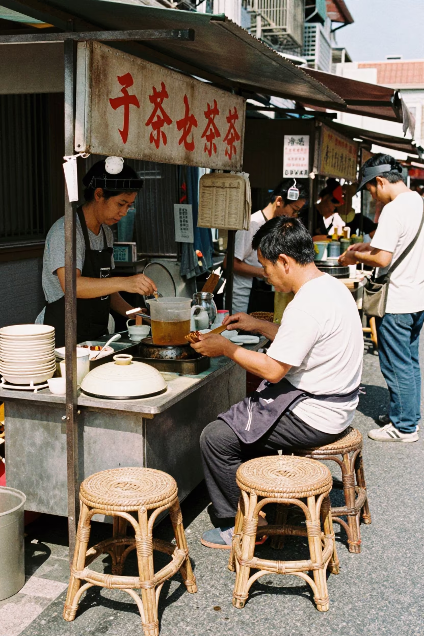Vendor Stall at The Flat Glare Of Noon Light in Tainan in in Tainan, Taiwan