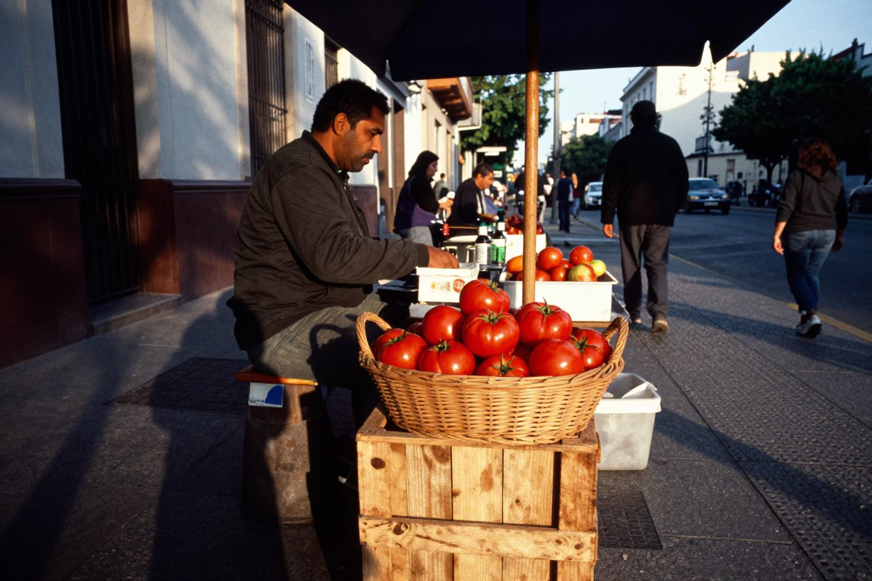 Vendor Stall in Buenos Aires at The Early Morning Light in in Buenos Aires, Argentina
