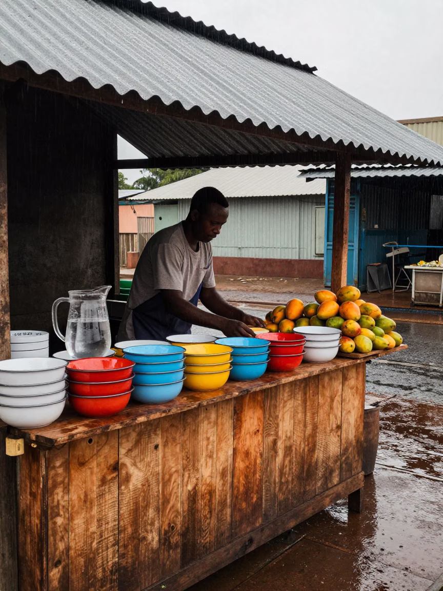 Vendor Stall in Durban at First Light in in Durban, South Africa