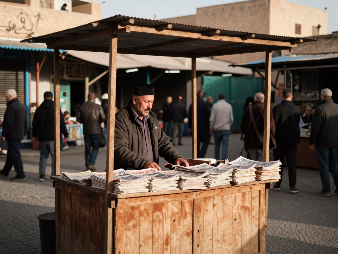 Vendor Stall in Fez at The Early Afternoon Light in in Fez, Morocco