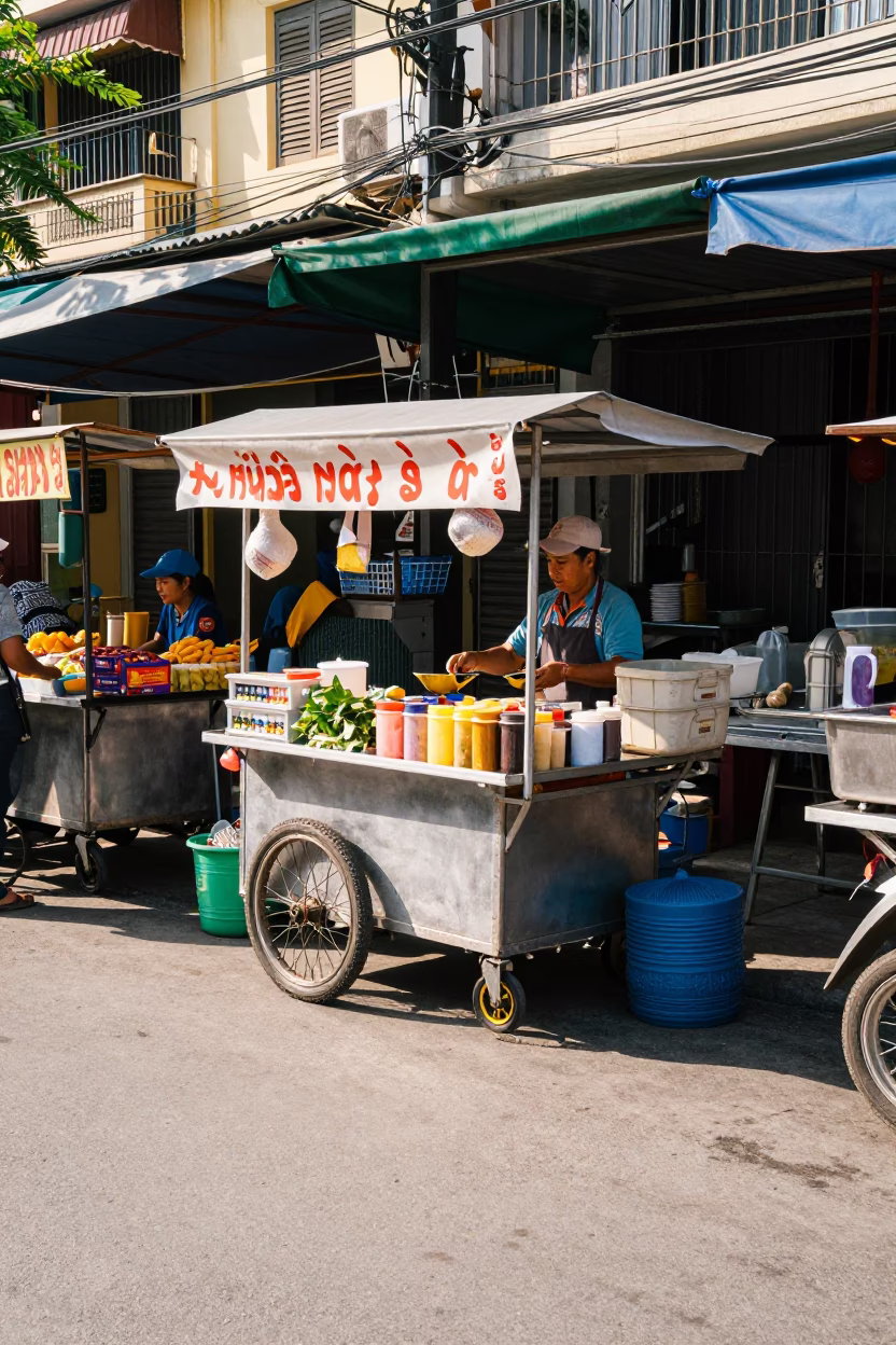 Vendor Stall in Ho Chi Minh City at Late Morning Light in in Ho Chi Minh City, Vietnam