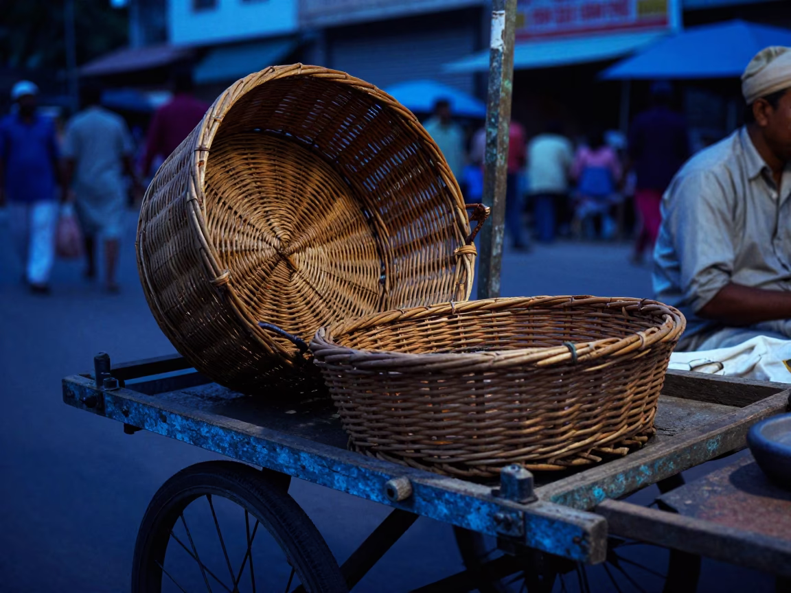 Vendor Stall in Hyderabad at The Still Hours Before Dawn Light in in Hyderabad, India