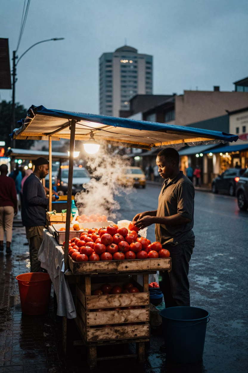 Vendor Stall in Johannesburg at Dusk Light in in Johannesburg, South Africa