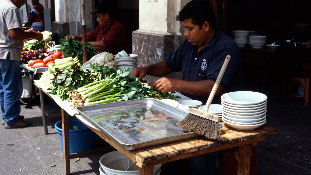 Vendor Stall in Lima at Flat Noon Light in in Lima, Peru