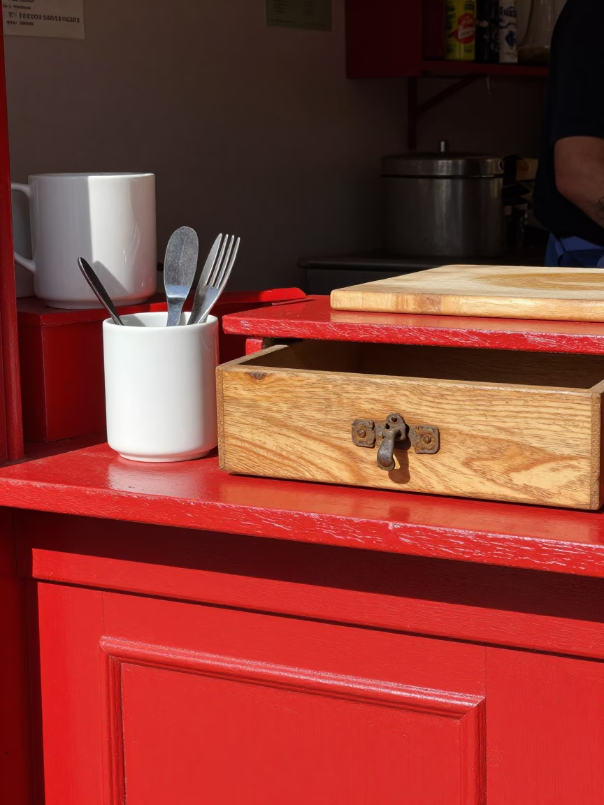 Vendor Stall in Madrid at Flat Noon Light in in Madrid, Spain
