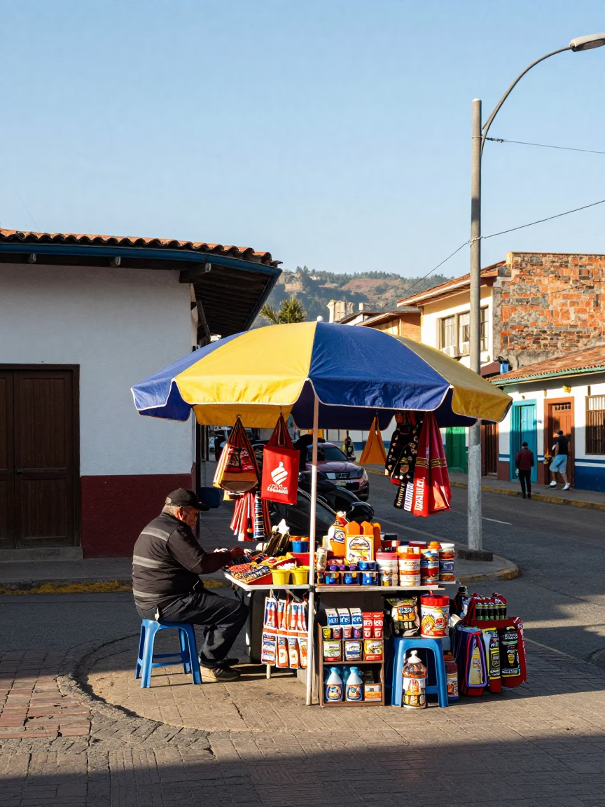 Vendor Stall in Medellin at Late Morning Light in in Medellin, Colombia