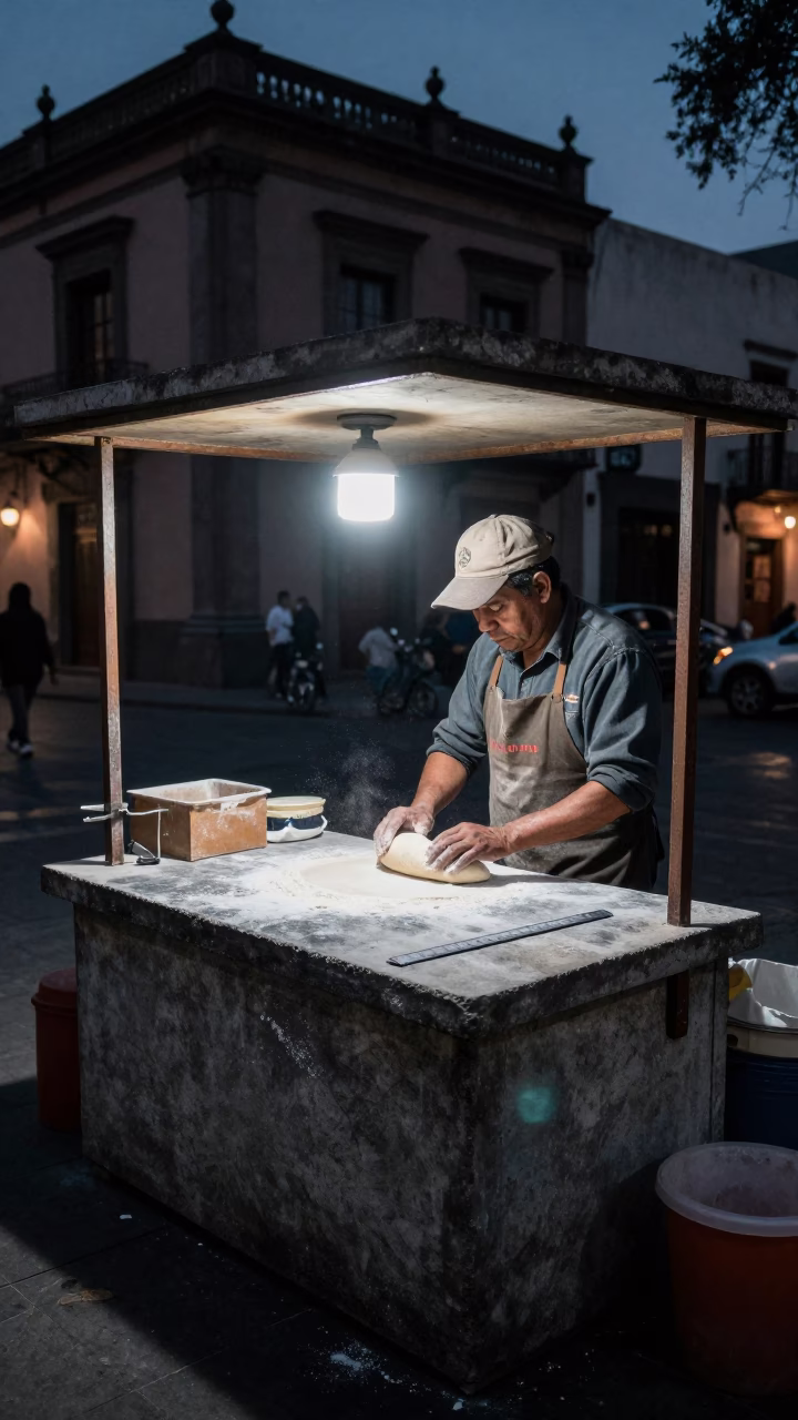 Vendor Stall in Mexico City at The Predawn Darkness Light in in Mexico City, Mexico