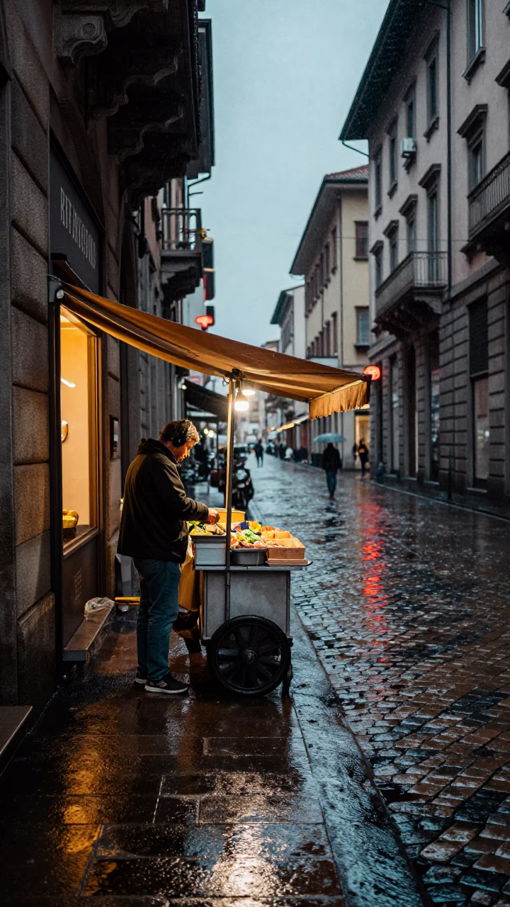 Vendor Stall in Milan in in Milan, Italy