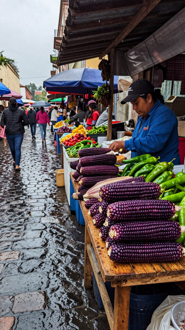Vendor Stall in Oaxaca at First Light in in Oaxaca, Mexico