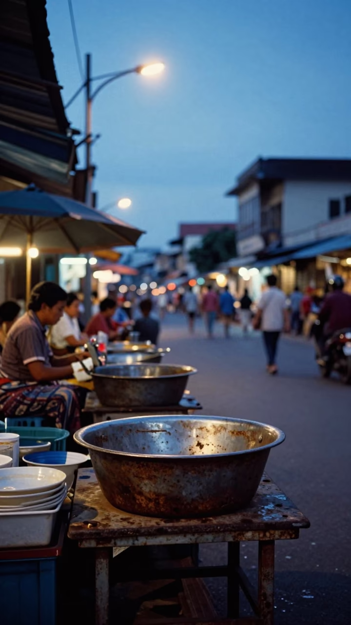 Vendor Stall in Phnom Penh at Blue Hour in in Phnom Penh, Cambodia