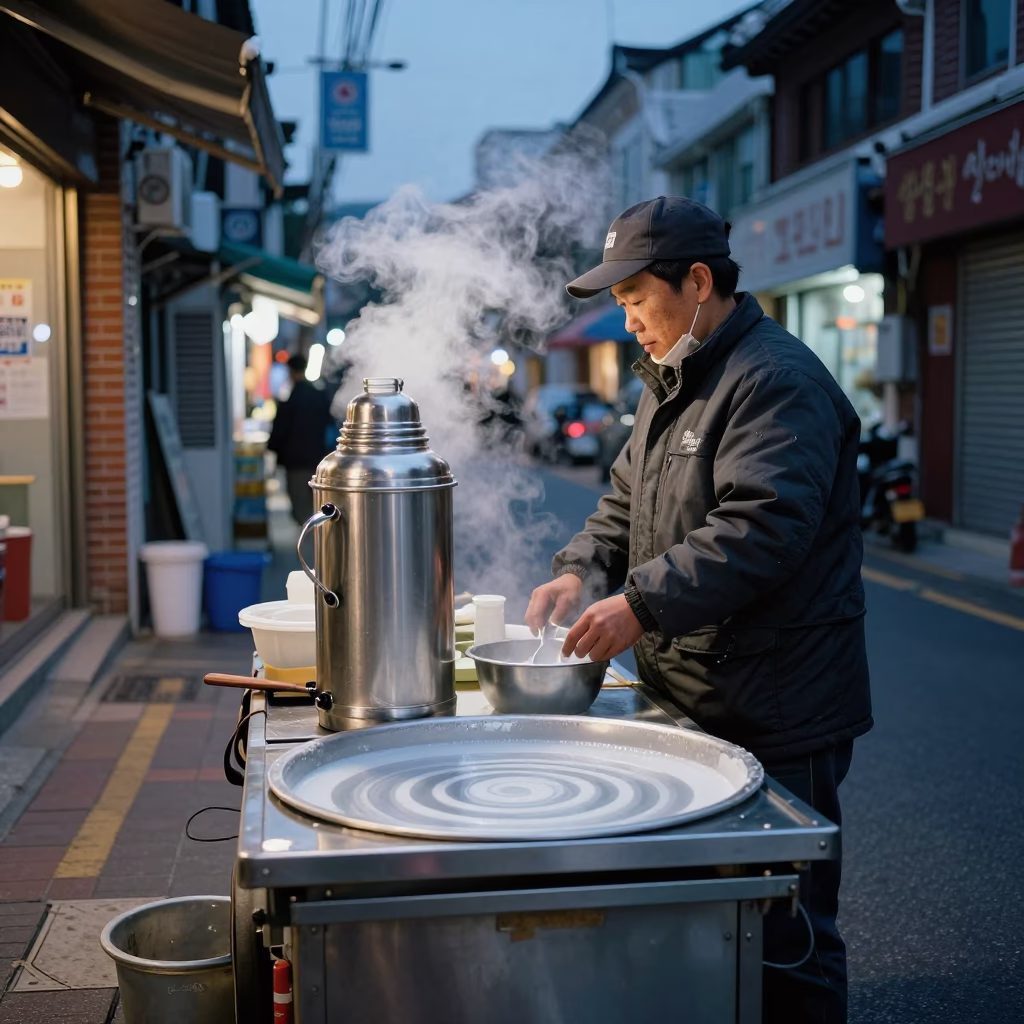 Vendor Stall in Seoul at Twilight in in Seoul, South Korea