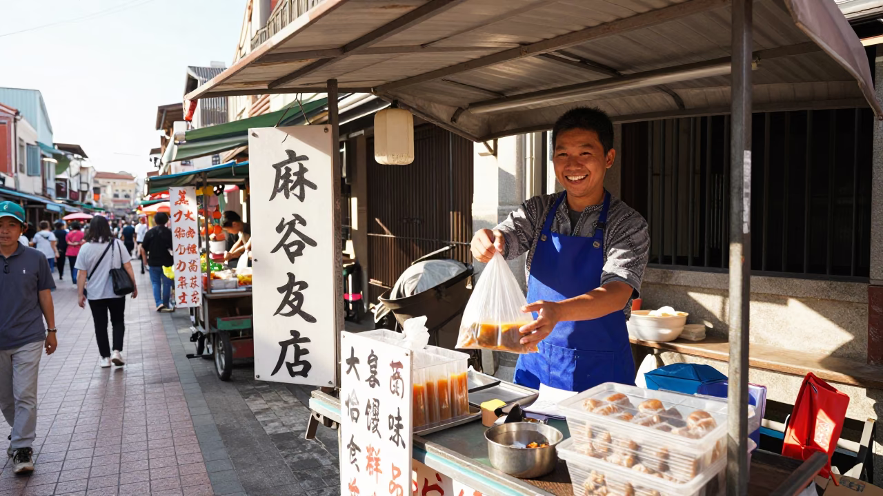 Vendor Stall in Tainan at Late Morning Light in in Tainan, Taiwan
