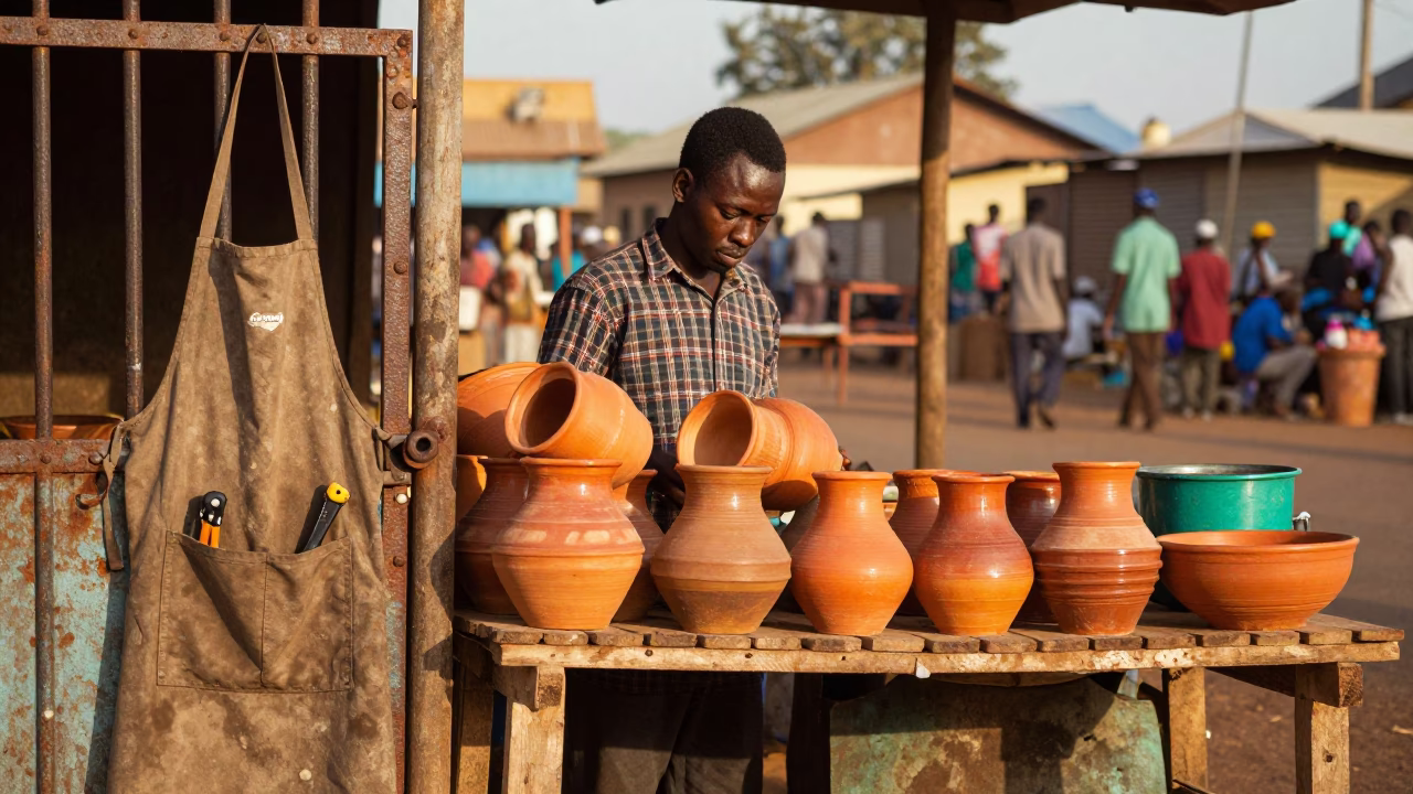 Vendor Stall just after sunrise in Accra in in Accra, Ghana