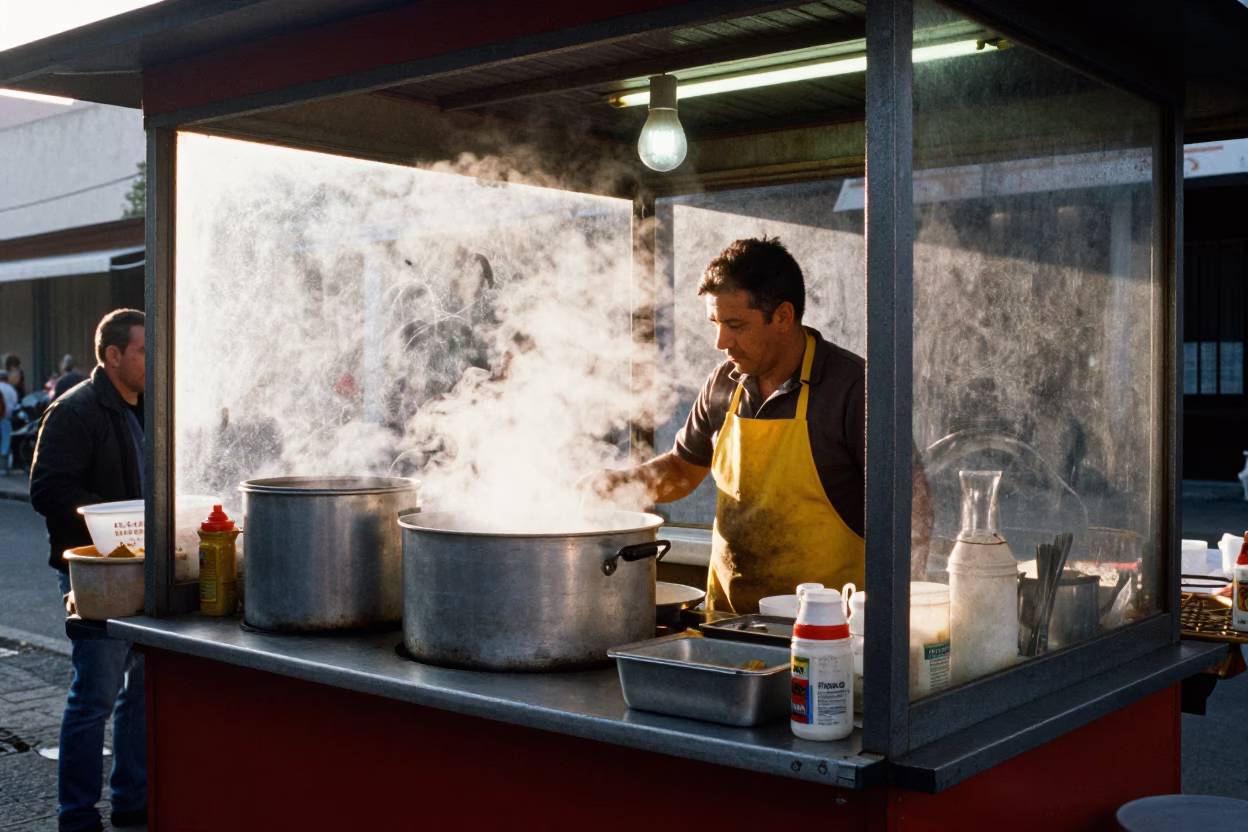 Vendor Stall just after sunrise in Buenos Aires in in Buenos Aires, Argentina