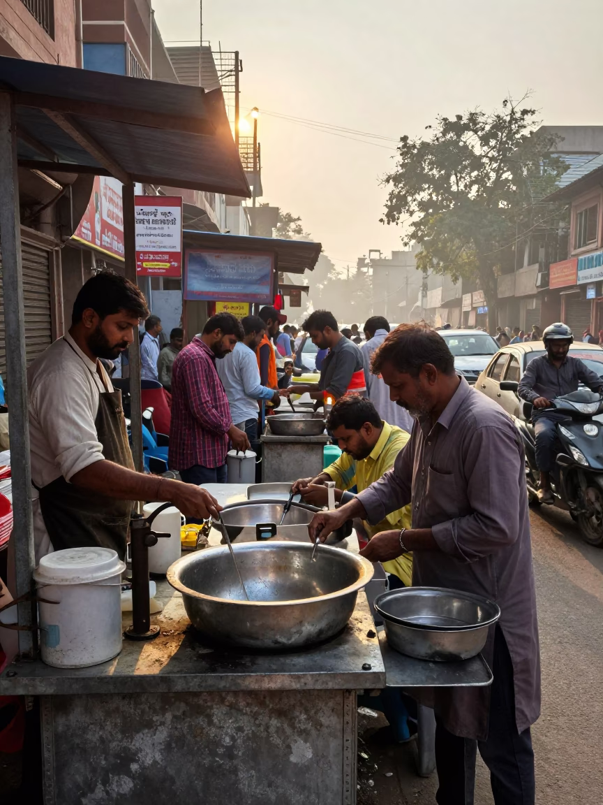 Vendor Stall just after sunrise in Delhi in in Delhi, India