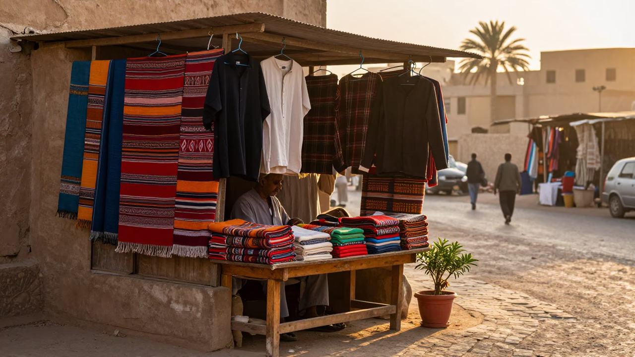 Vendor Stall just after sunrise in Luxor in in Luxor, Egypt