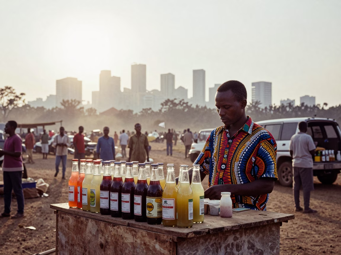 Vendor Stall just after sunrise in Nairobi in in Nairobi, Kenya