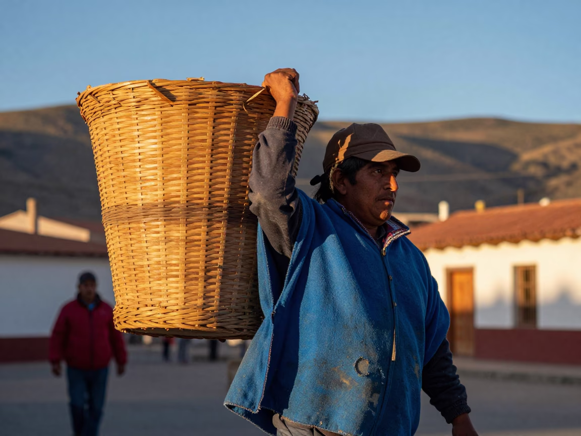 Vendor Sweeping in La Paz in in La Paz, Bolivia