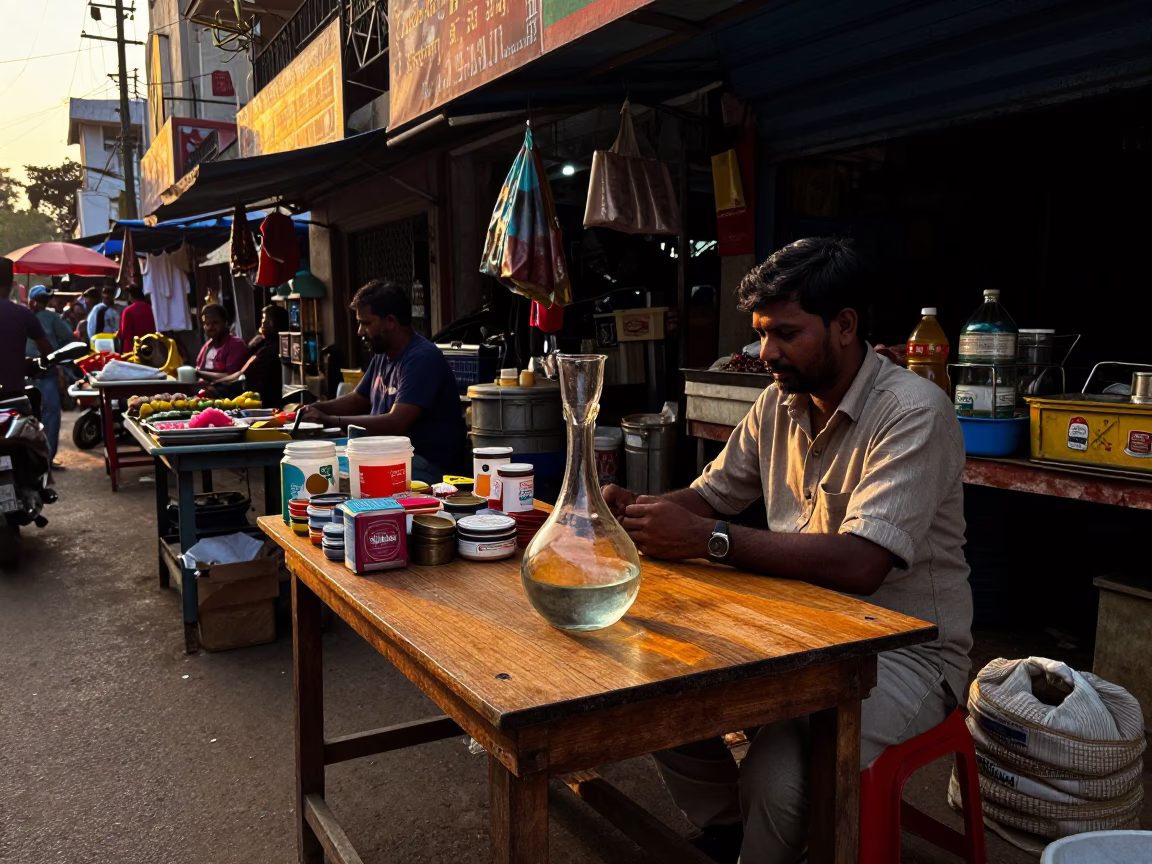 Vendor Table in Mumbai at Golden Hour in in Mumbai, India