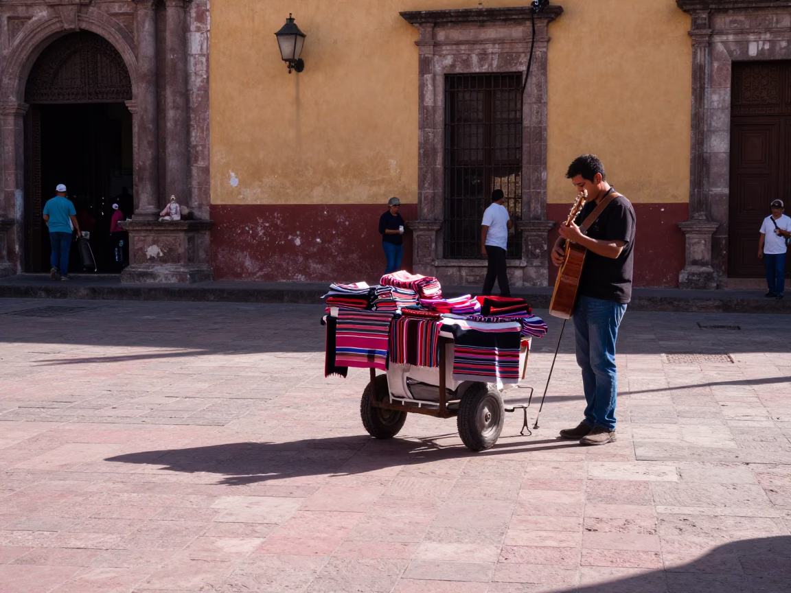 Vendor Textiles in Oaxaca in in Oaxaca, Mexico