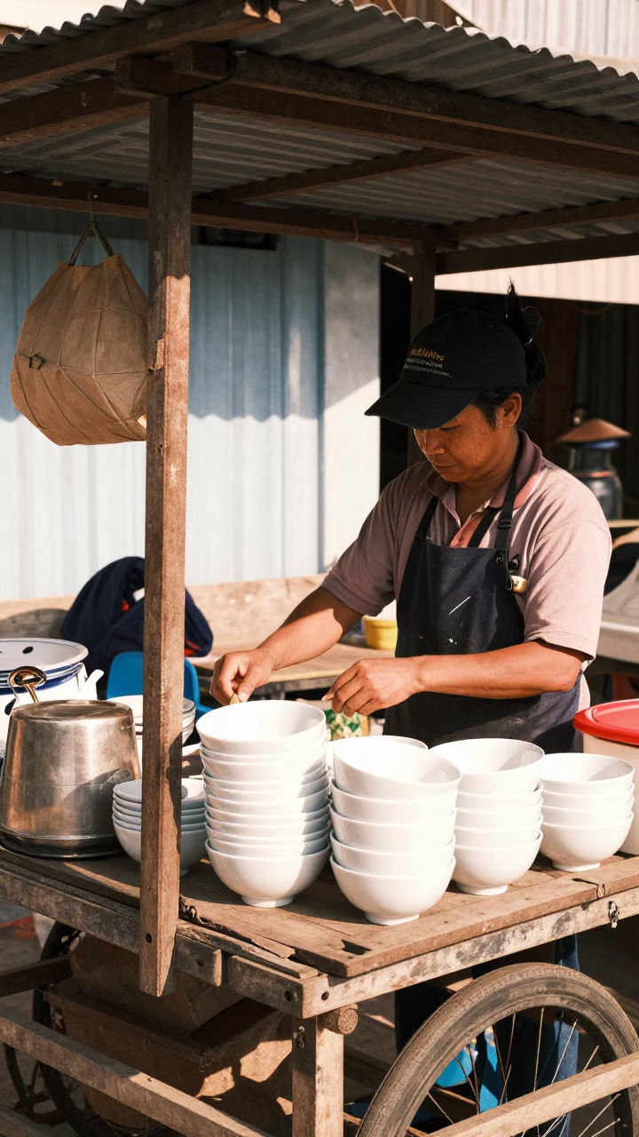 Vendor Workspace in Luang Prabang in in Luang Prabang, Laos