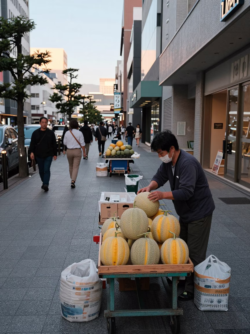 Vendors in Fukuoka at The Early Morning Light in in Fukuoka, Japan